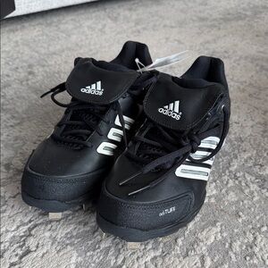 Adidas Black and White Metal Baseball Cleats
